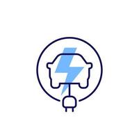 electric car icon, line design vector