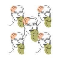 abstract woman face line art drawing portrait minimalistic style vector