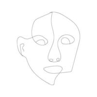 abstract woman face line art drawing portrait minimalistic style vector