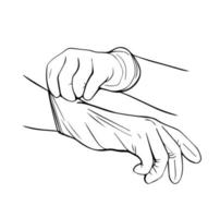guantes protectores médicos aislados en un fondo blanco. Ilustración de vector dibujado a mano en el estilo de dibujo.
