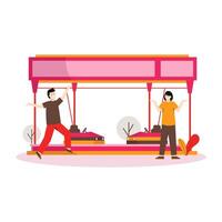 Flat vector illustration of people playing in a circus show