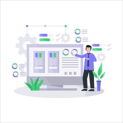 Flat vector illustration of customer service concept via telephone and live chat