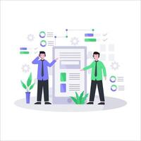 Flat vector illustration of customer service concept via telephone and live chat