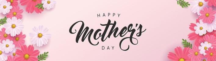 Mothers day banner background layout with flower.Greetings and presents for Mothers day in flat lay styling.Vector illustration template. vector