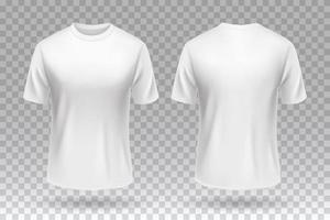 White blank T-shirt front and back template mockup design isolated. vector
