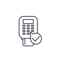 pos terminal payment icon, line vector