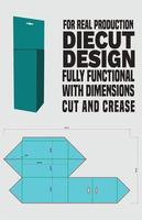 Triangiular Box Packaging Design Diecut, Triangular Prism - Full Overlapping Closure - Full Overlapping Closure With Extended Panel vector