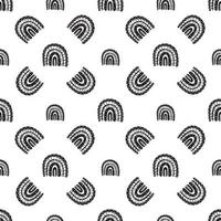 Bohemian rainbow seamless pattern. black and white digital paper vector