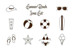 Summer Beach Isolated Icons Set