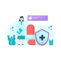 Vector illustration of people explaining the importance of health insurance and its services vector illustration suitable for landing page ui website mobile app editorial poster flyer article and banner