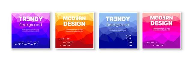 Banner set collection flyer of abstract triangular geometric for template page frame sale business card. Trendy cover illustration of vector backdrop. Colorful pattern with clipping mask