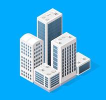 Cityscape design elements with isometric building city map generator. Isolated collection for creating your perfect street vector