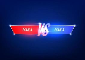 Versus screen template. Vs battle headline, conflict duel between Red and Blue teams. vector