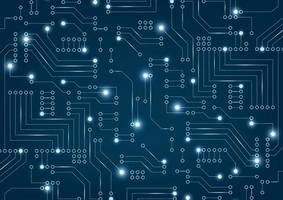 Abstract futuristic circuit board on dark blue background. Digital technology concept. vector