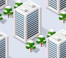 Architecture vector illustration city for seamless repeating background with isometric skyscraper, urban building, and modern cityscape for town construction map pattern