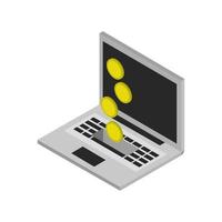 Donate Money Online On Isometric Laptop vector