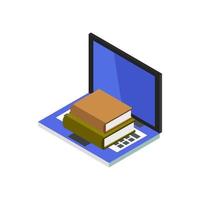 Studying Online On Isometric Laptop vector