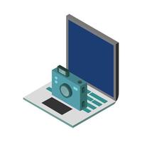 Camera On Isometric Laptop vector