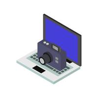 Camera On Isometric Laptop vector