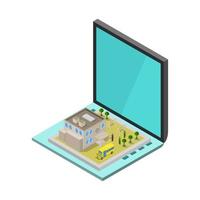 Online School On Isometric Laptop vector