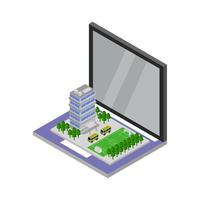 Online School On Isometric Laptop vector