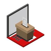 Voting Online On Isometric Laptop vector