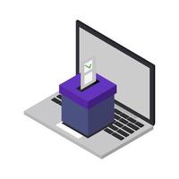 votando en línea en una computadora portátil isométrica vector