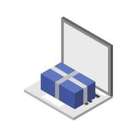 Buying Gift Online On Isometric Laptop vector