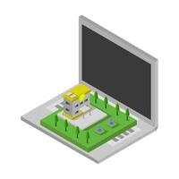 Online Bank On Isometric Laptop vector