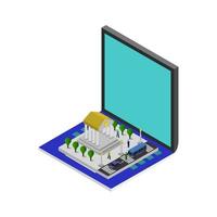 Online Bank On Isometric Laptop vector