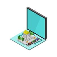 Online Bank On Isometric Laptop vector