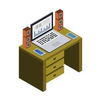 Isometric Office Desk vector