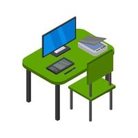 Isometric Office Desk vector