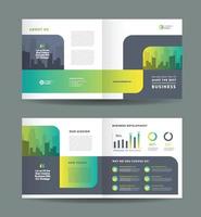 Corporate business bifold brochure design and company marketing flyer design vector