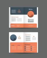 Corporate business bifold brochure design and company marketing flyer design vector