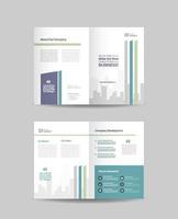 Corporate business bifold brochure design and company marketing flyer design vector