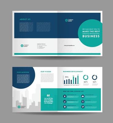 Corporate business bifold brochure design and company marketing flyer design