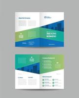 Corporate business bifold brochure design and company marketing flyer design vector