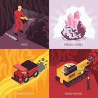 Gems Precious Stones Mining Concept Vector Illustration