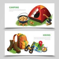 Camping Realistic Flyer Set Vector Illustration