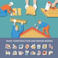 Roofer Flat And Colored Composition vector