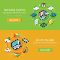 Accounting Horizontal Banners Collection Vector Illustration