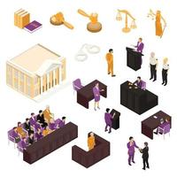 Law Set Isometric Vector Illustration