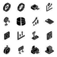 Business Analytics Glyph Isometric vector