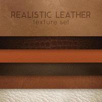 Leather Texture Realistic Samples Set Vector Illustration