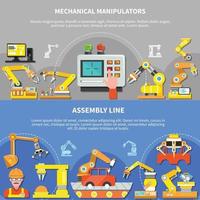 Two Robotic Arm Composition Set Vector Illustration