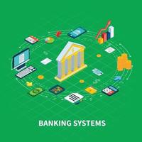 Banking Industry Round Composition Vector Illustration