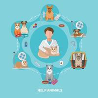 Veterinary Care Flat Poster vector