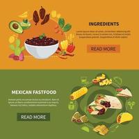 Mexican Fastfood Horizontal Banners Vector Illustration