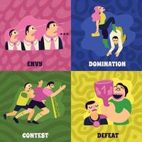 Competitive Concept Icons Set Vector Illustration